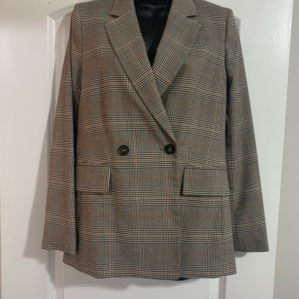 Brown plaid blazer